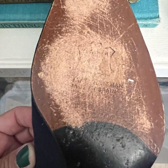 Stuart Weitzman Navy Blue Fabric Heel Pumps  Bows SZ 7 AA - Picture 10 of 11